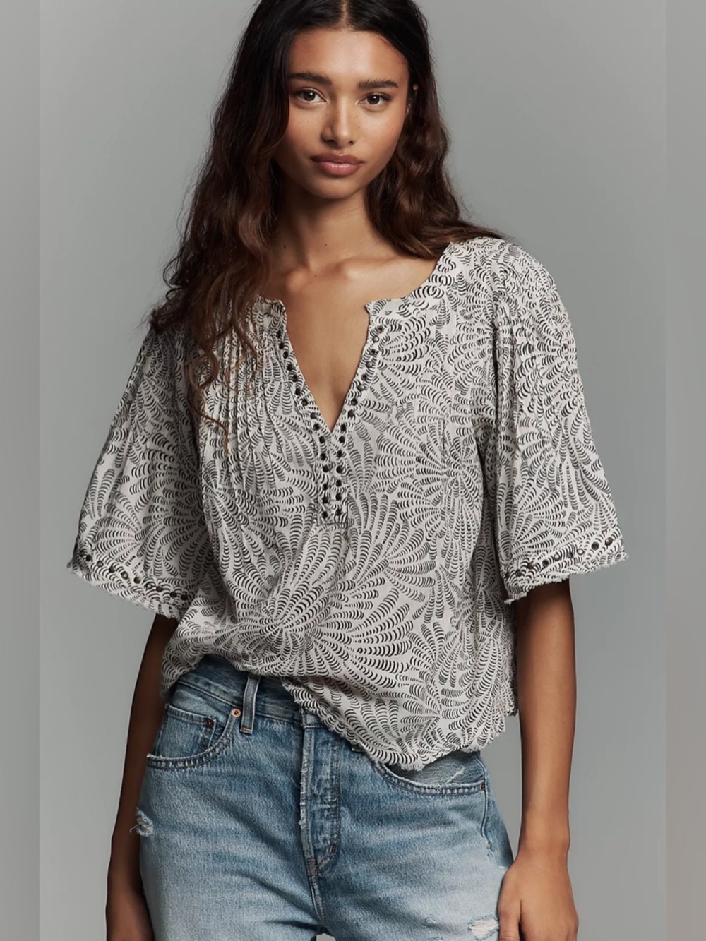 NWT Trina Pintuck Short-Sleeve Swing Top by Anthropology